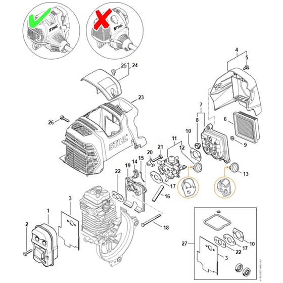 Stihl HT132 - Muffler, Air Filter - Parts Diagram