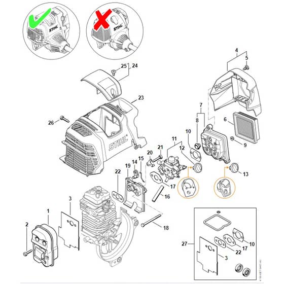 Stihl HT134 - Muffler, Air Filter - Parts Diagram