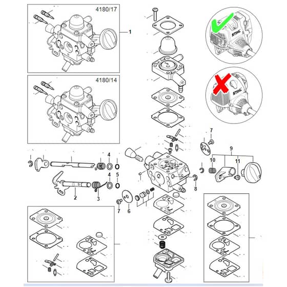 Stihl HT135 - Carburettor - Parts Diagram