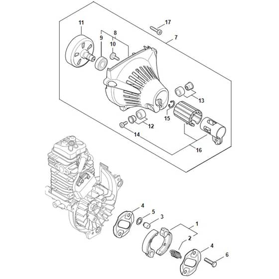 Stihl HT135 - Clutch, Fan Housing - Parts Diagram