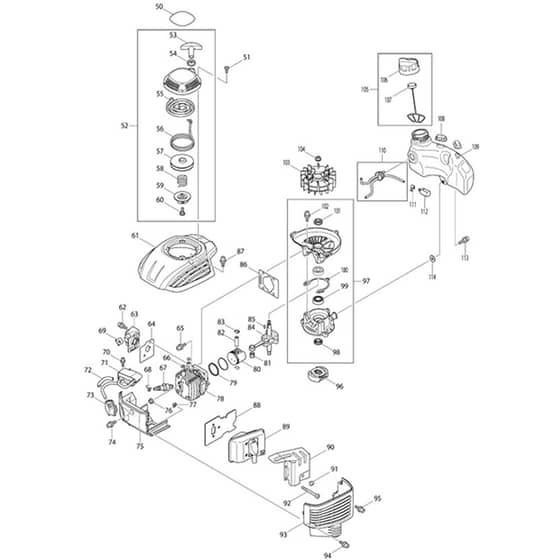 Makita HT-2475 - Petrol Hedge Trimmer - Power Tool 02 Diagram
