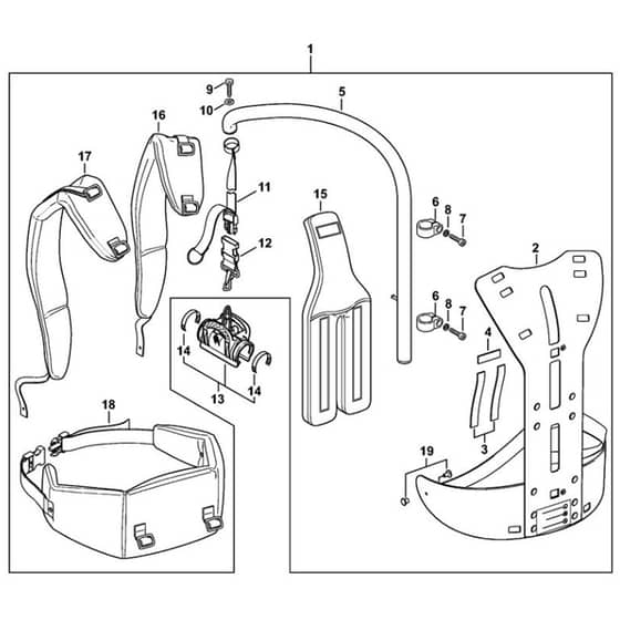 Stihl HTA135 - Back Mounted Support System Rts - Parts Diagram