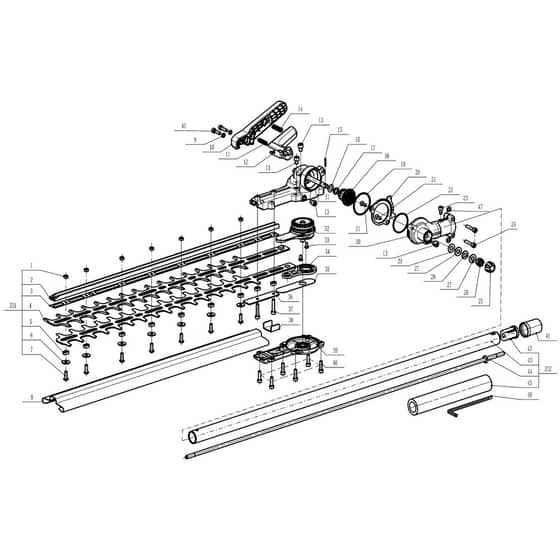 EGO HTA2000 - Hedgetrimmer Attachment (Jan 2022) Main Assy Diagram