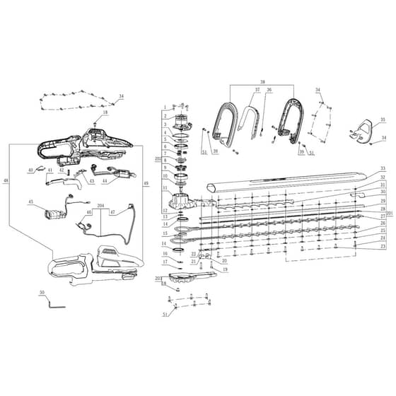 EGO HTX6500 - Hedgetrimmer (Version A) Main Assy Diagram