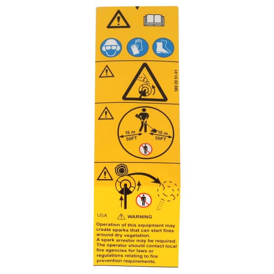 Genuine Husqvarna Label Warning Trimmers And Bru - 589 29 51-01