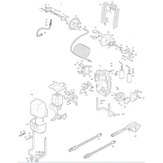 Makita HW140 - High Pressure Washer - Power Tool 01 Diagram
