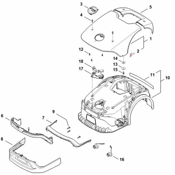 Stihl iMOW 4.0 EVO - Machine Cover - Parts Diagram