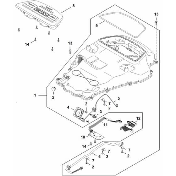 Stihl iMOW 7.0 - Housing Upper Part - Parts Diagram