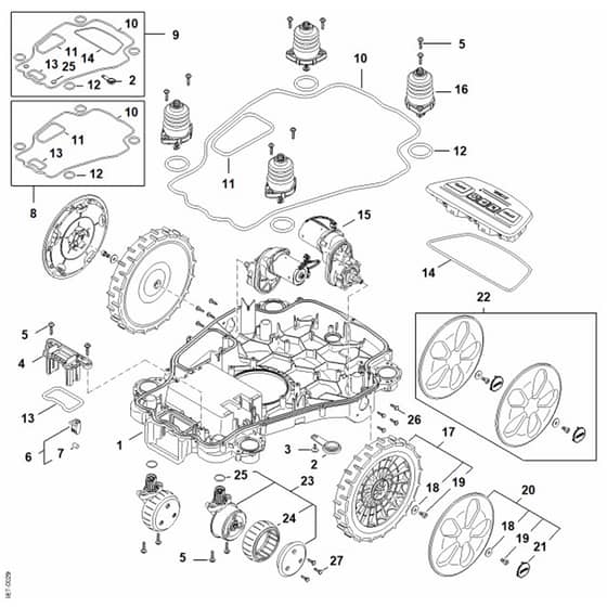 Stihl iMOW 7.0 - Lower Housing, Chassis - Parts Diagram