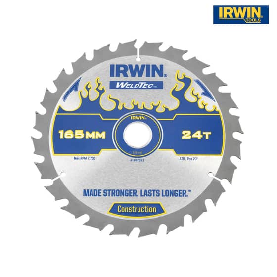 IRWIN Weldtec Cordless Circular Saw Blade 165 x 20mm x 24T ATB C - 1897393