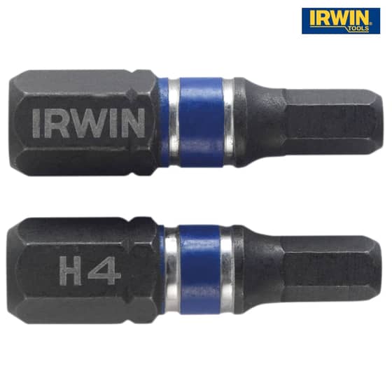 IRWIN Impact Screwdriver Bits Hex 4 25mm Pack of 2 - 1923344