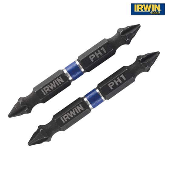 IRWIN Impact Double Ended Screwdriver Bits Phillips PH1 60mm Pack of 2 - 1923372