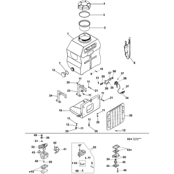 IS 2026 -  - Efco Sprayer Tank assy and carburettor Diagram