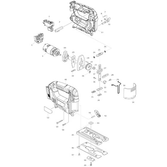 Makita JV143D - Cordless Jig Saw - Power Tool Diagram