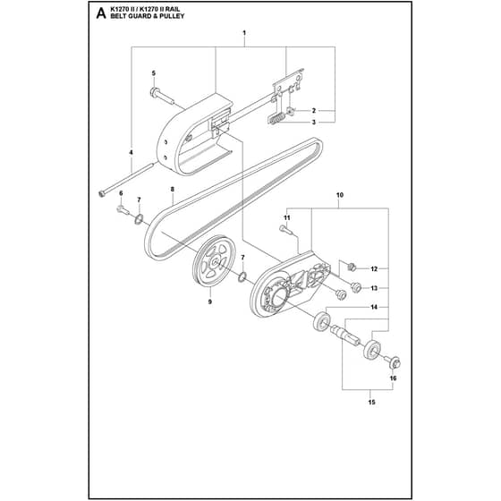 Husqvarna K 1270 - 967978701 - Belt Guard And Pulley 01