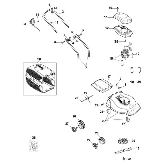 K 35 P - Oleo-Mac Rotary Mower Complete illustrated parts list Diagram