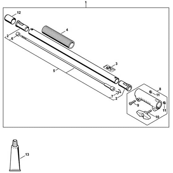Stihl KM235 R - Drive Tube Extension 0.5 M - Parts Diagram