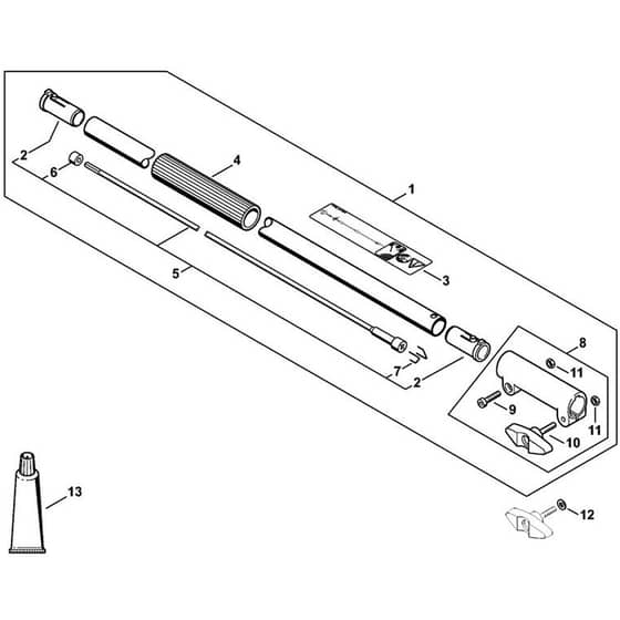 Stihl KMA130 R - Drive Tube Extension 1 M Ht-Km - Parts Diagram