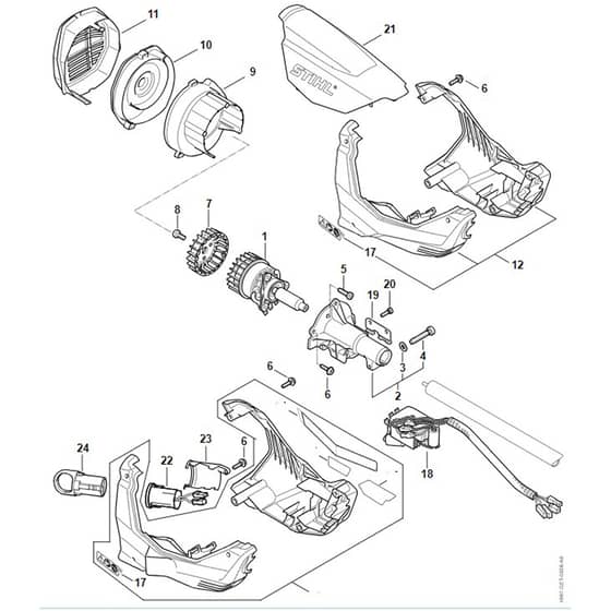 Stihl KMA130 R - Electric Motor, Motor Housing - Parts Diagram