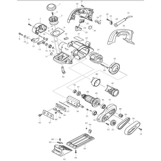 Makita KP0810 - Power Planer 82mm - Power Tool Diagram