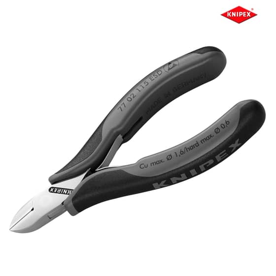 Knipex ESD Electronics Diagonal Cutters - Round Head Small Bevel 115mm - 77 02 115 ESD