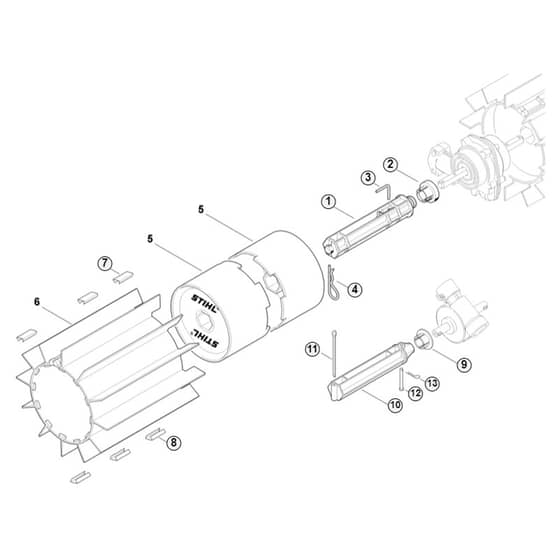 Genuine Stihl KW-KM / J - KW-KM Sweeper drum assembly