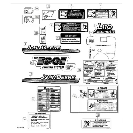 John Deere L110 - PC9289 - Labels - ST645525