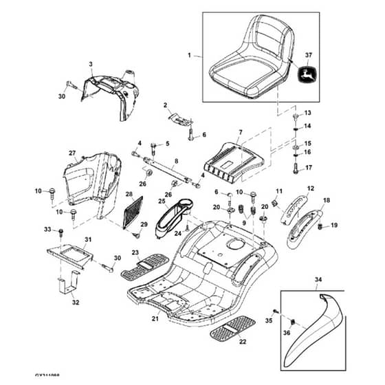 John Deere L130 - PC9291 - Seat - ST646165