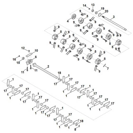 Viking LE240.0 - Scarifying Unit, Aerator Roller - Parts Diagram