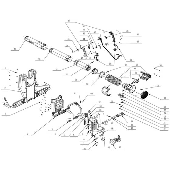 EGO LB6000E - Leaf Blower (Version A) Main Assy Diagram