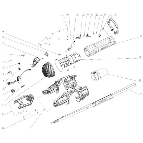 EGO LBX1000 - Professional-X Leaf Blower (Feb 2025) Main Assy Diagram