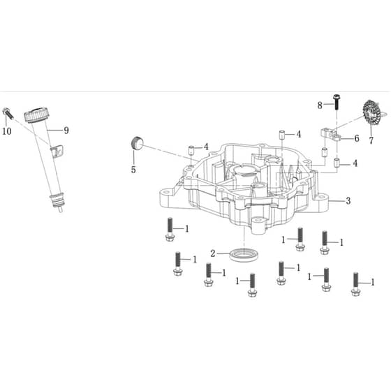 Cobra LC1P85FA - Loncin Tractor Engine May 2023 Crankcase Cover Assy Diagram