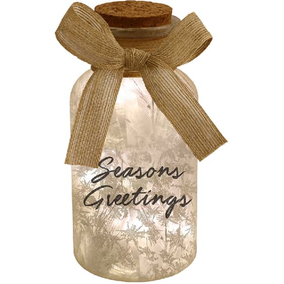 Christmas LED "Season's Greetings" Frosted Jar - ONLY 4 LEFT