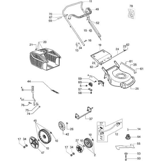 LH 48 PK -  - Efco Rotary Mower Complete illustrated parts list Diagram