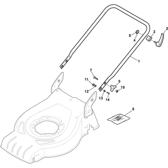 LINER 16S Li - 2022-2025 - 299439077/AT1 - Atco Rotary Mower Lower Handle Diagram