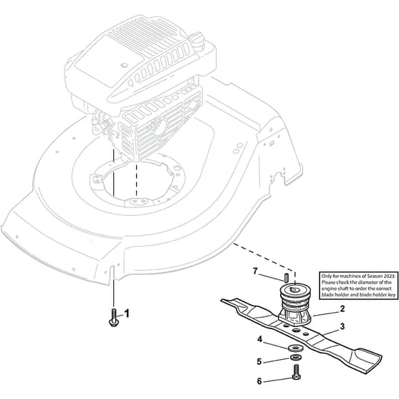 LINER 18S - 2015-2020 - 299489027/AT5 - Atco Rotary Mower Blade Diagram