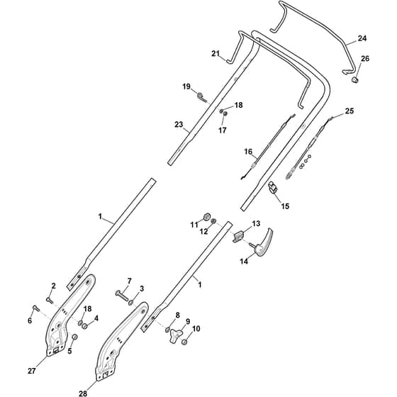 LINER 18SH - 2019-2025 - 299489037/AT9 - Atco Rotary Mower Handle Diagram