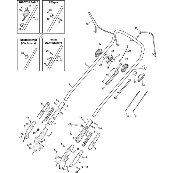 LINER 19SH V - 2021-2024 - 294519037/AT1 - Atco Rotary Mower Handle Diagram
