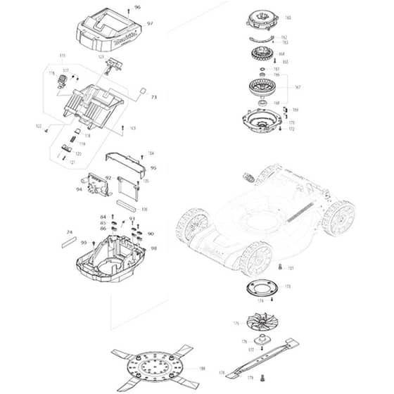 Makita LM004J - Cordless Lawn Mower - Power Tool 02 Diagram