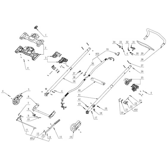 EGO LM2020E - Lawnmower (Jan 2022) Handle Assy Diagram