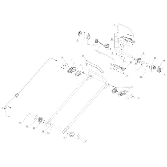 EGO LMX5300SP - Professional-X Lawnmower (Apr 2024) Handle Assy Diagram