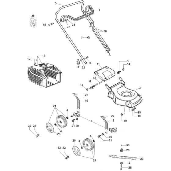 LR 44 PK COMFORT (K605) -  - Efco Rotary Mower Complete illustrated parts list Diagram