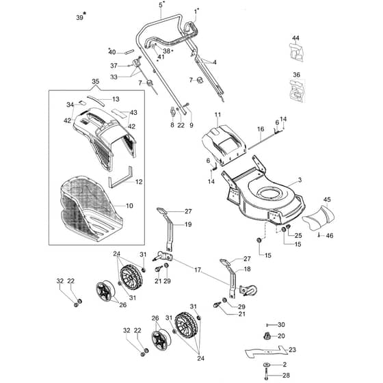 LR 44 PK COMFORT PLUS (K600) - 2018 - Efco Rotary Mower Complete illustrated parts list Diagram