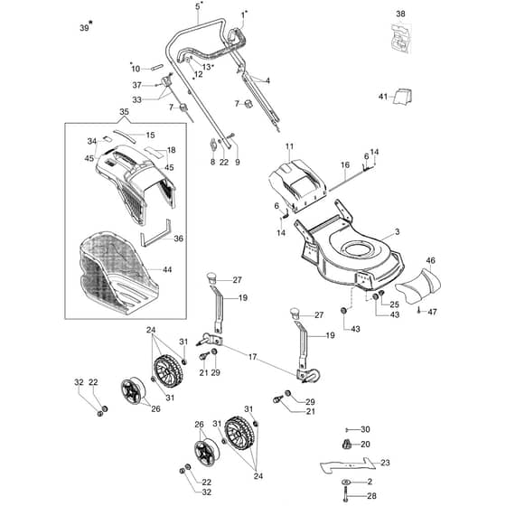 LR 48 PBQ EURO 5 -  - Efco Rotary Mower Complete illustrated parts list Diagram