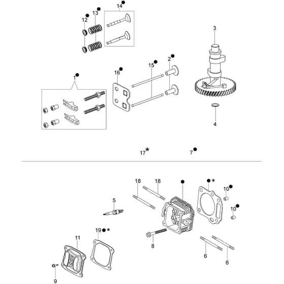 LR 53 TK COMFORT PLUS (K650) -  - Efco Rotary Mower Cylinder head and valve Diagram