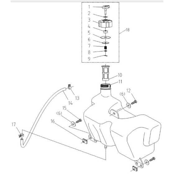 Cobra LT108HS2L - Tractor Jan 2024 from build 2312- only Fuel Tank Assy Diagram