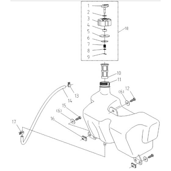 Cobra LT108MSL 2024 - Tractor Jan 2024 from build 2312- only Fuel Tank Assy Diagram