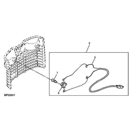 John Deere LT170 - PC9073 - Headlight Wiring - ST605688