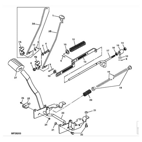 John Deere LT170 - PC9073 - Brake Pedal ( - 035000) - ST605699