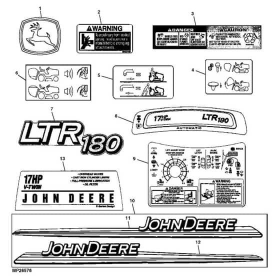 John Deere LTR180 - PC9156 - Labels - ST594090